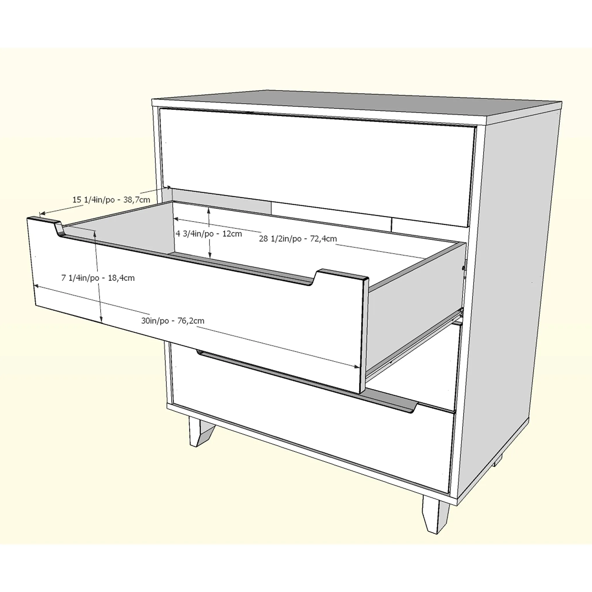 Nexera Bureau 4 Tiroirs Aura - Blanc