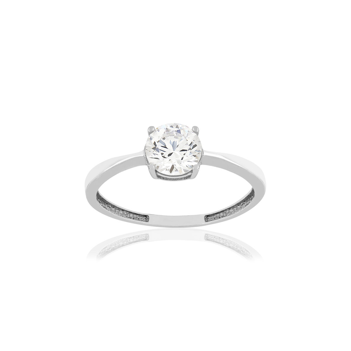 Bague or 375 blanc zirconia blanc