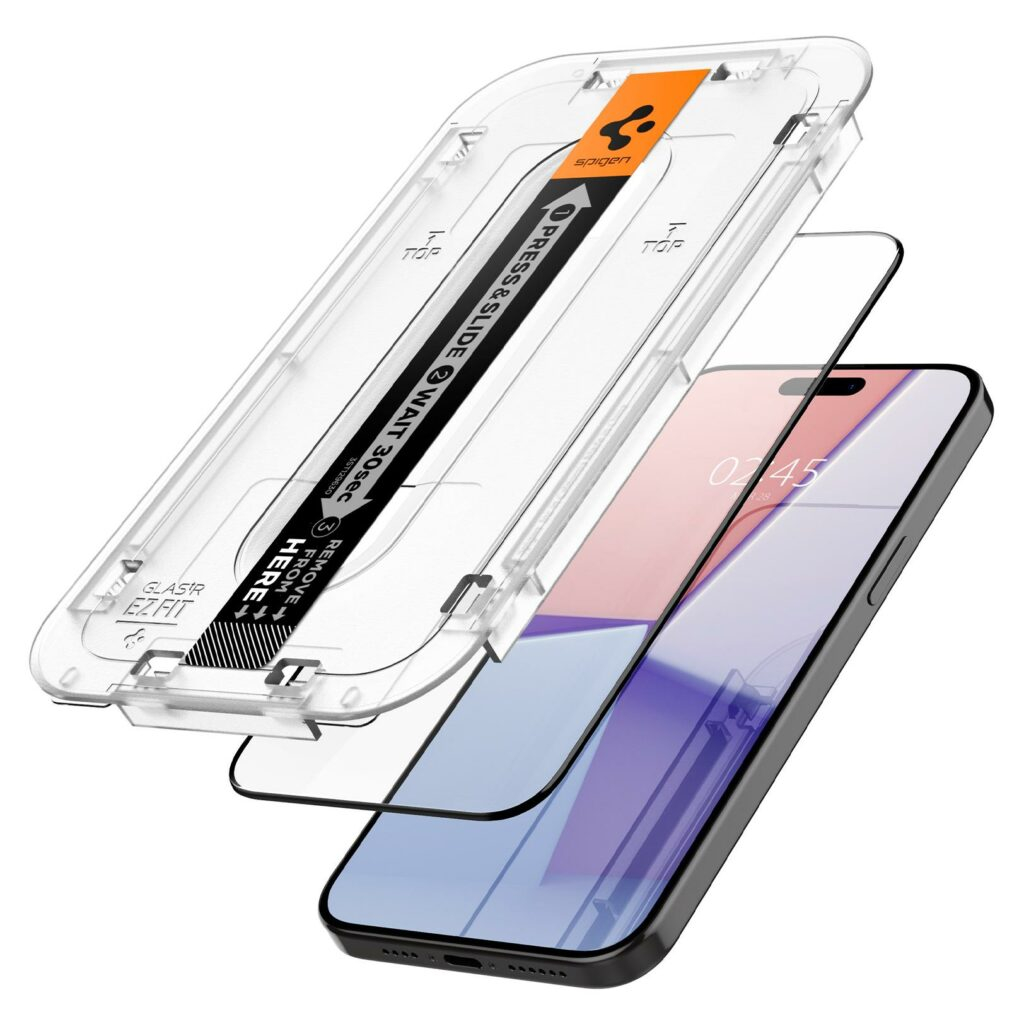 (2er Set) iPhone 15 Pro Glas Tr EZ Fit Panzer Glas Case Friendly mit Rahmen   Montagerahmen (AGL06893)