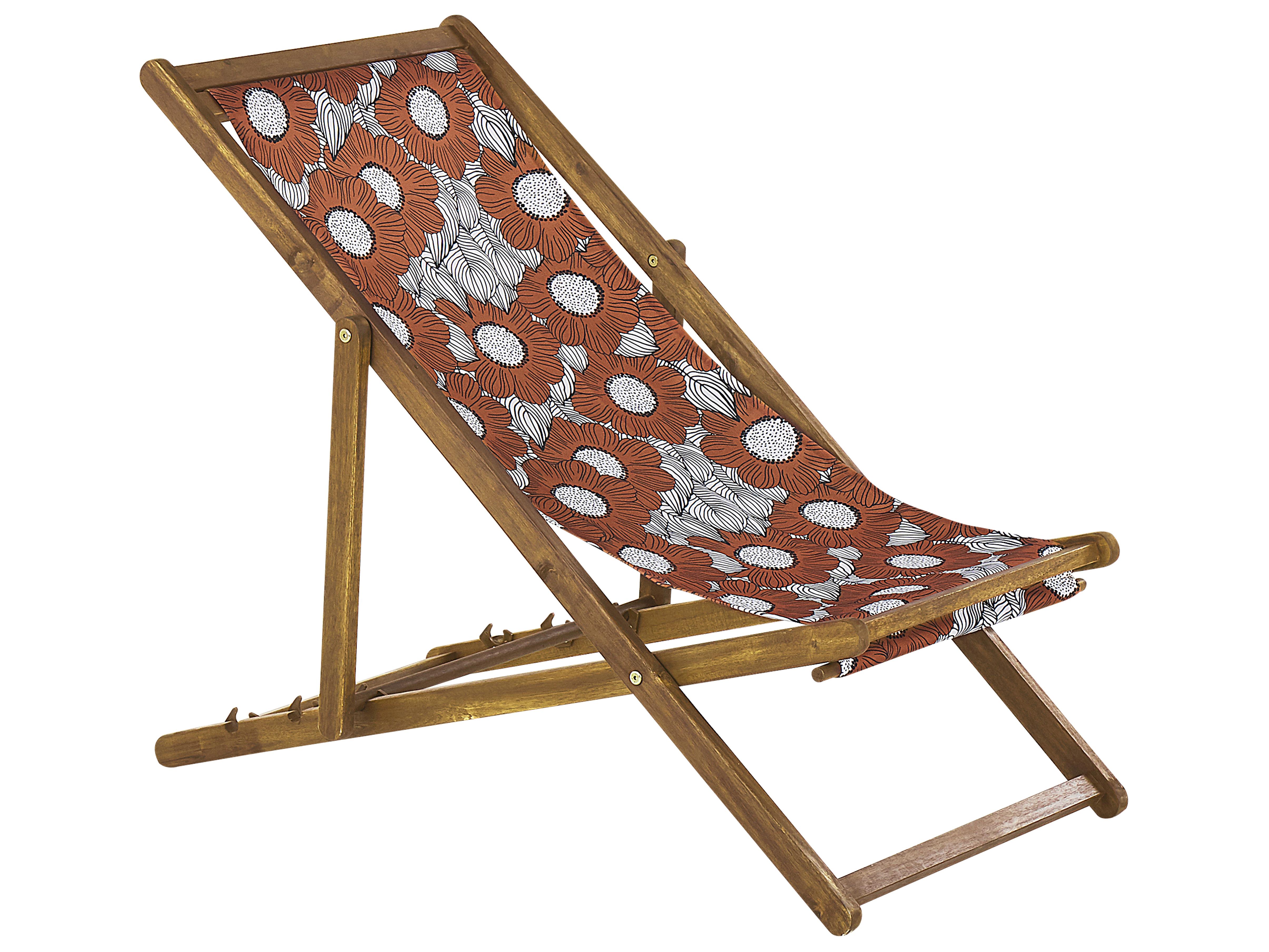 Set van 2 inklapbare ligstoelen ANZIO met vervangingshoezen Bloemen motief Acaciahout Lichtbruin