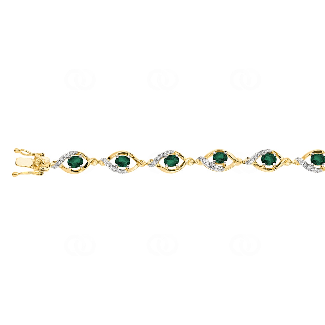 Smaragd Armband 750/18 K Gelbgold mit Diamanten 0.44 ct H/si