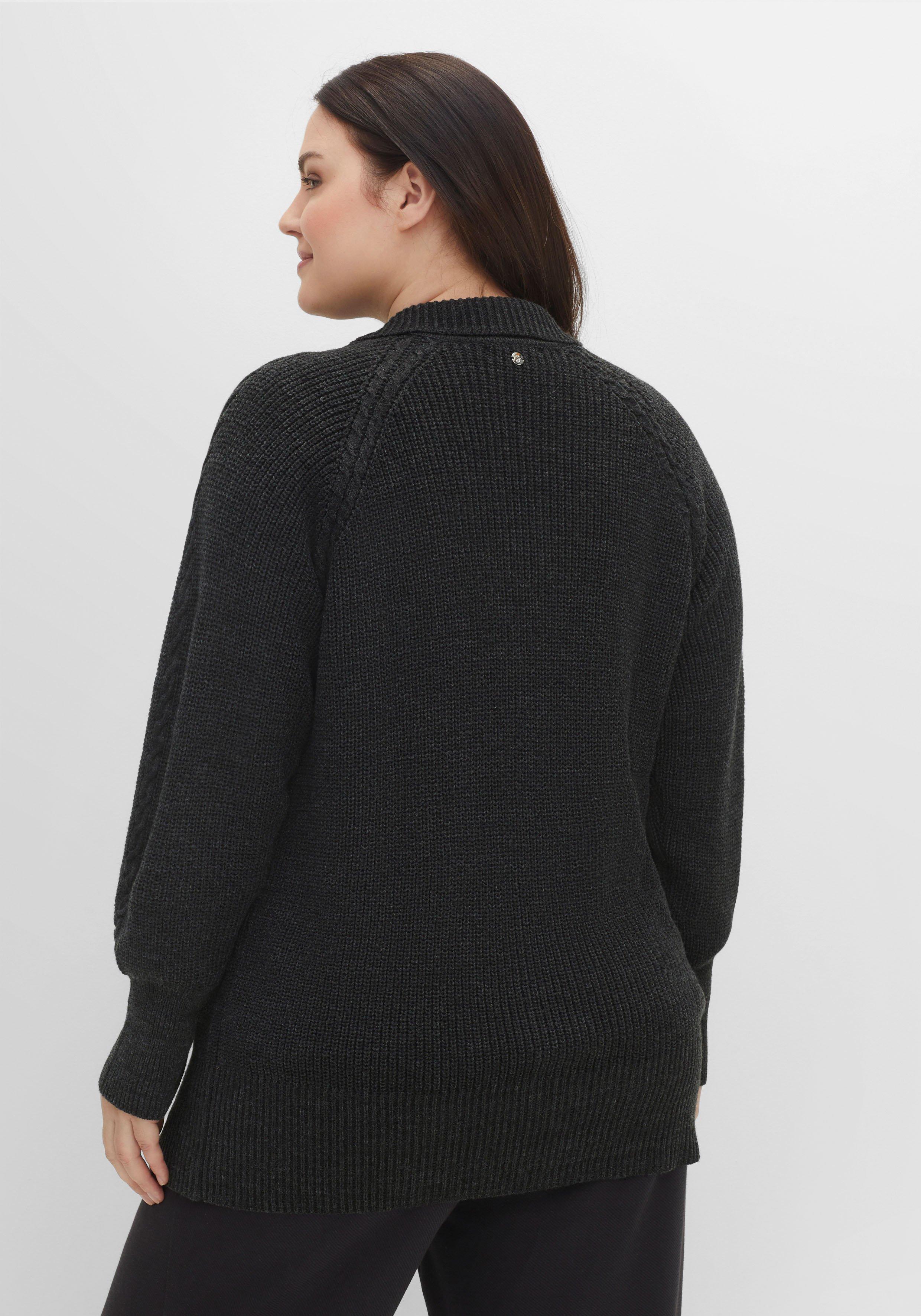 Strickjacke mit Umlegekragen, in Perlfang-Struktur