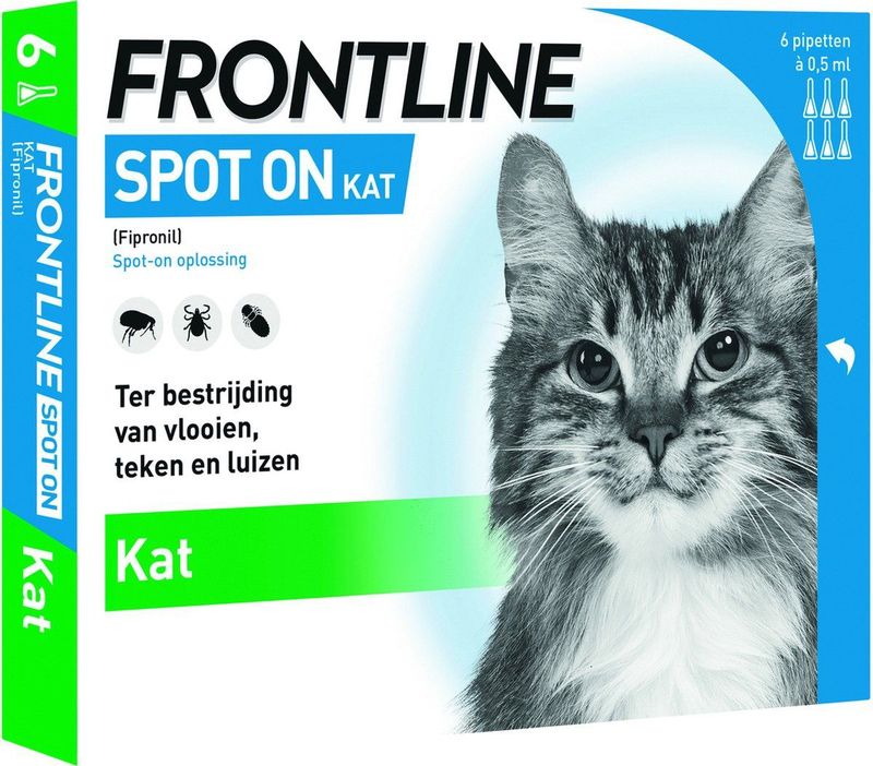 Frontline - Spot-On Ongediertebestrijding - Kat - 6 Pipetten - Fipronil