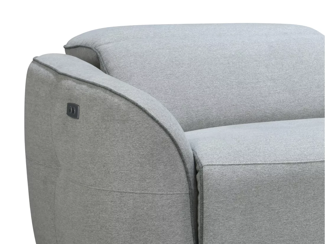 Canapé 3 places et fauteuil relax électrique en tissu chiné gris clair OZARTO