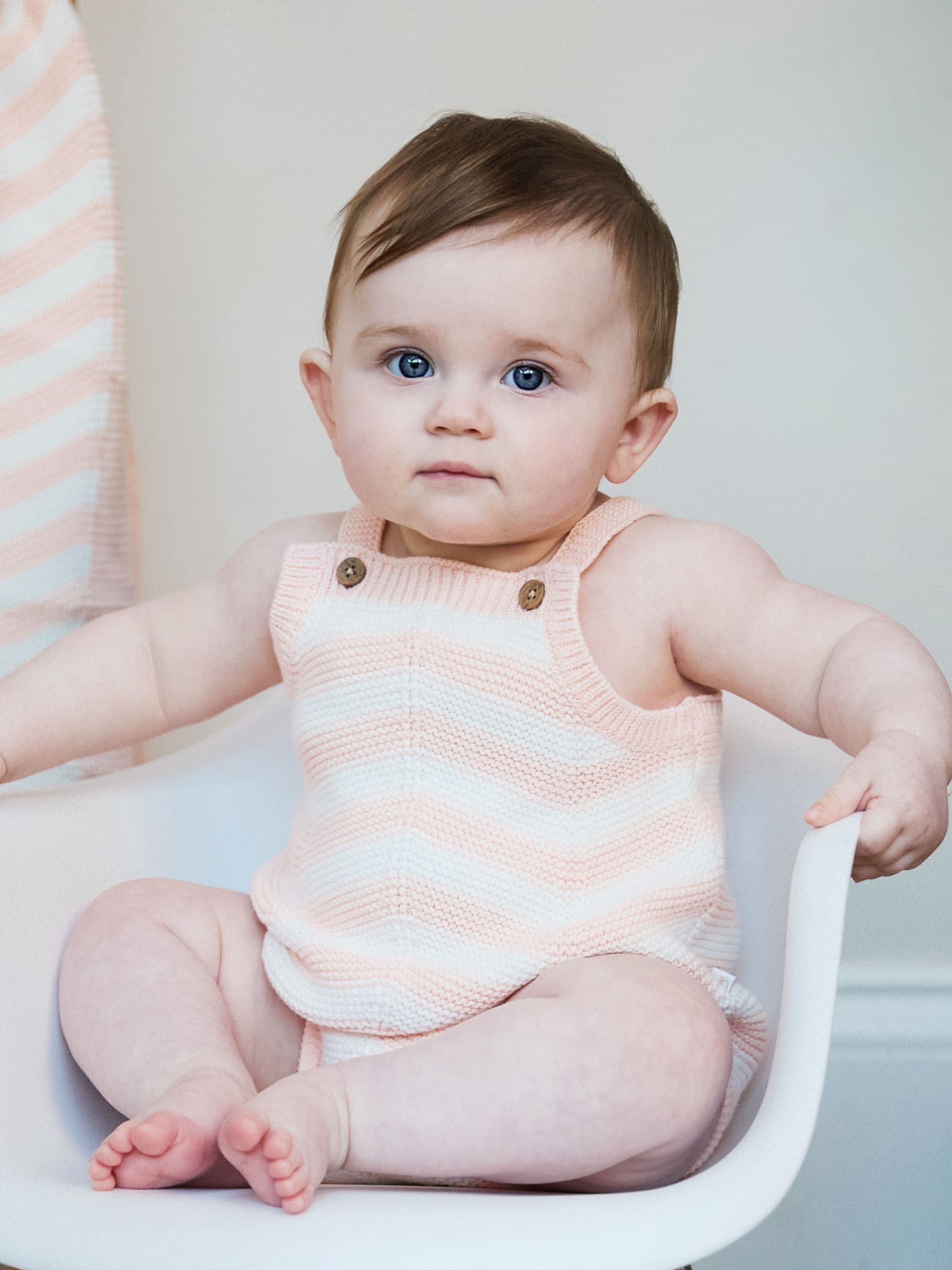 Roze - The Little Tailor Baby Chevron Design Knitted 100% Cotton Romper