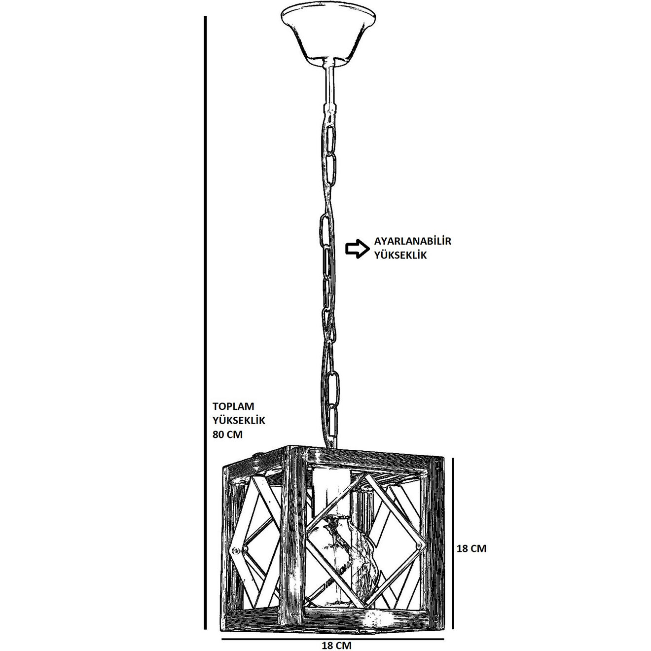 Opviq Suspension Zikzak noyer/noir - 50 cm