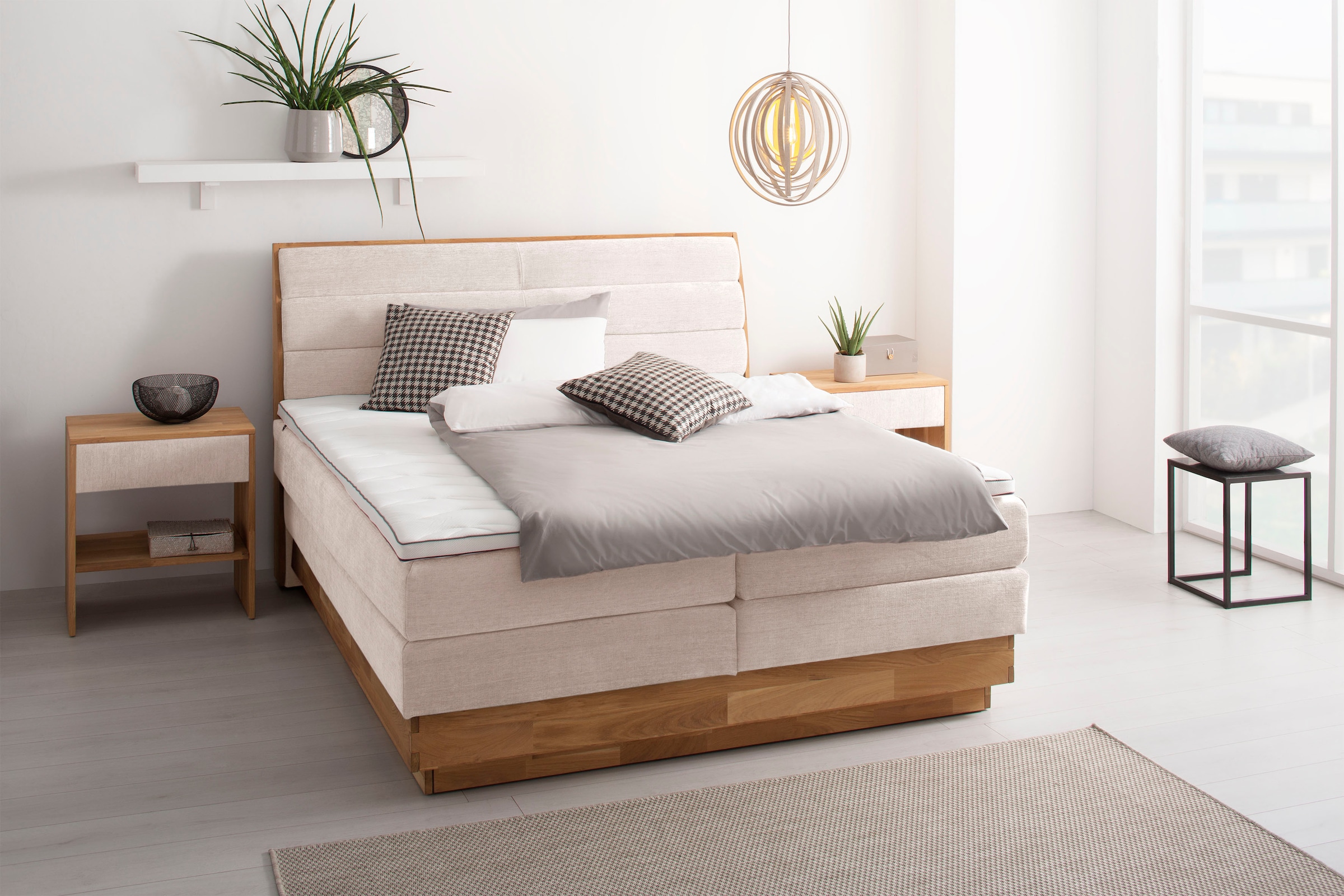 GOODproduct Boxspringbett »JENNA in verschiedenen Farben und Breiten erhältlich« LED-Beleuchtung, mit zertifizierten, recycelten Bezugsstoffen