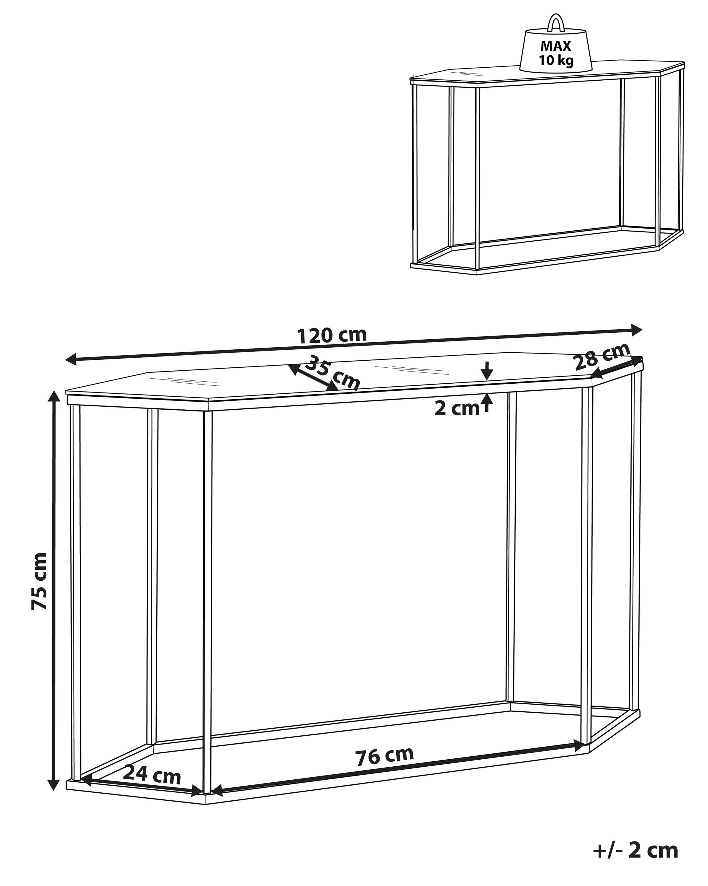 Sidetable PERRIN Veiligheidsglas Marmer/zwart
