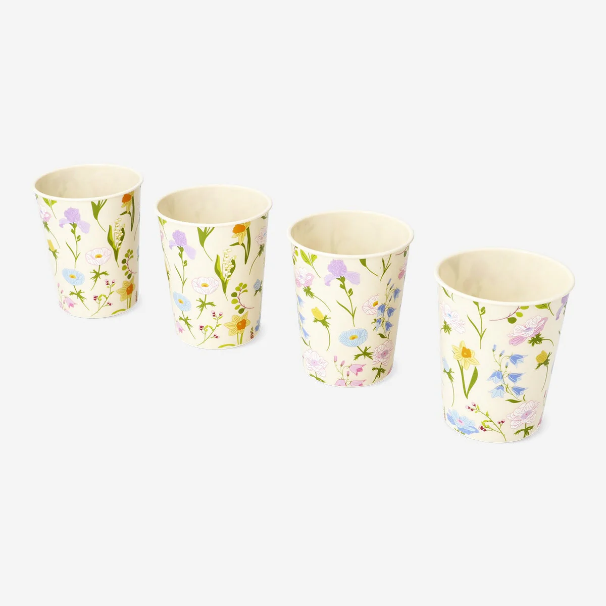 Kopper med blomsterprint - 4 stk