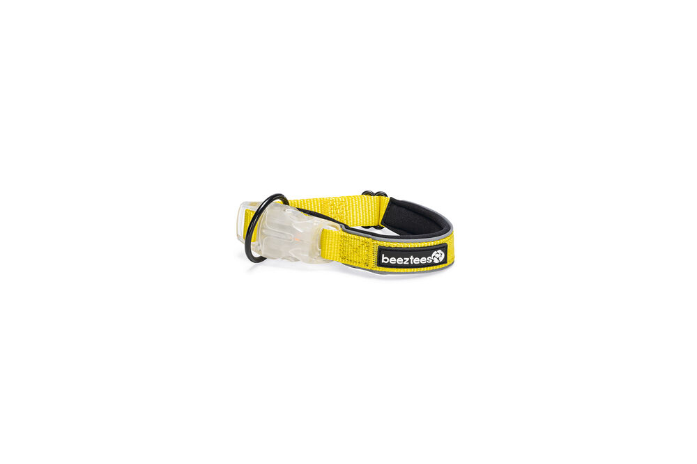 Beeztees Parinca - Lichtende Halsband - Hond - Geel - 30 tot 35 cm