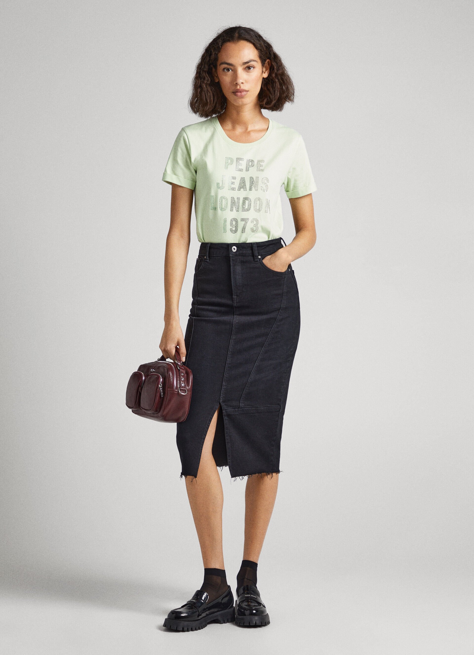 Camiseta com o logotipo Strass - verde claro