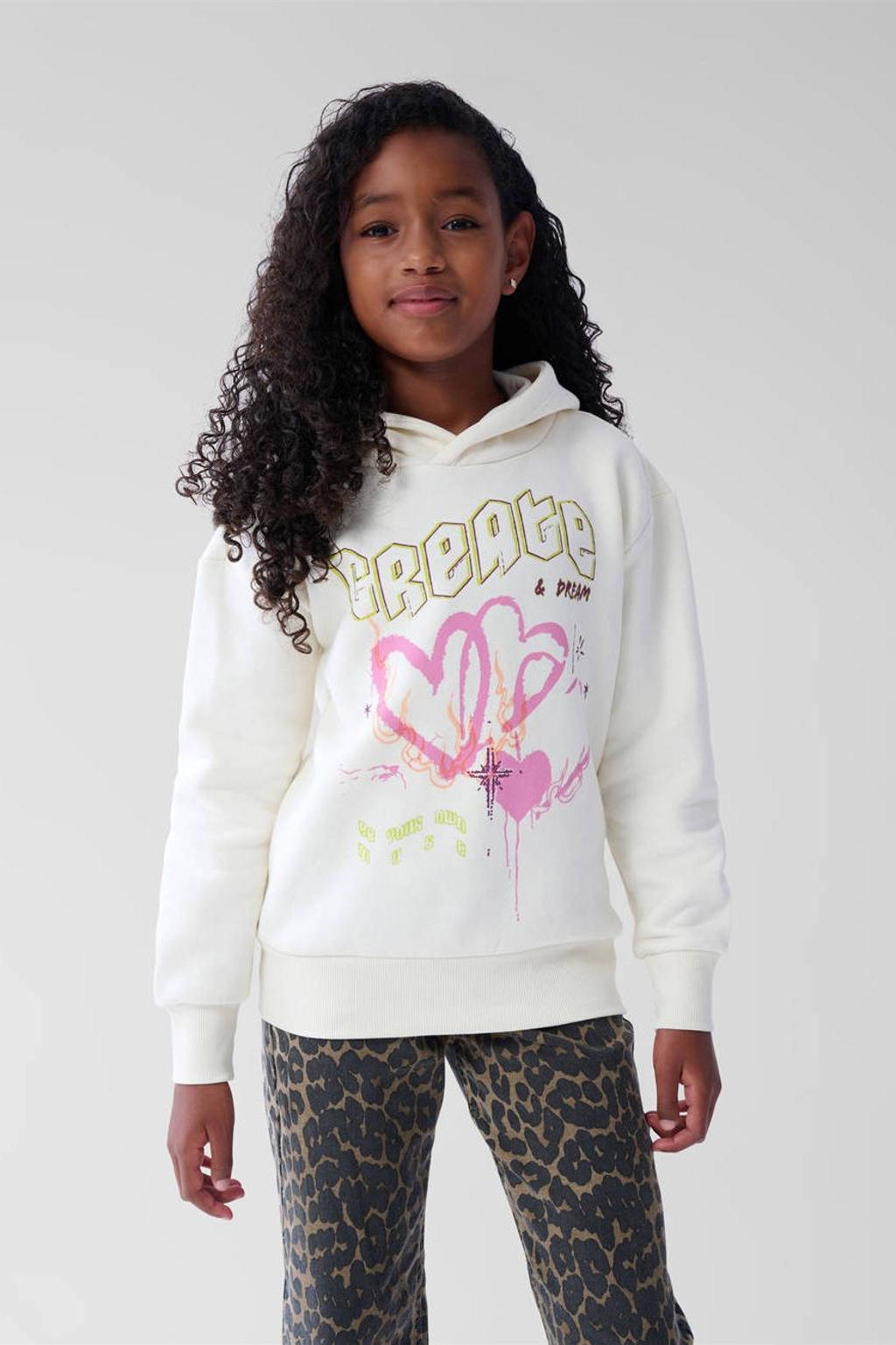 Shoeby sweater offwhite/roze/geel