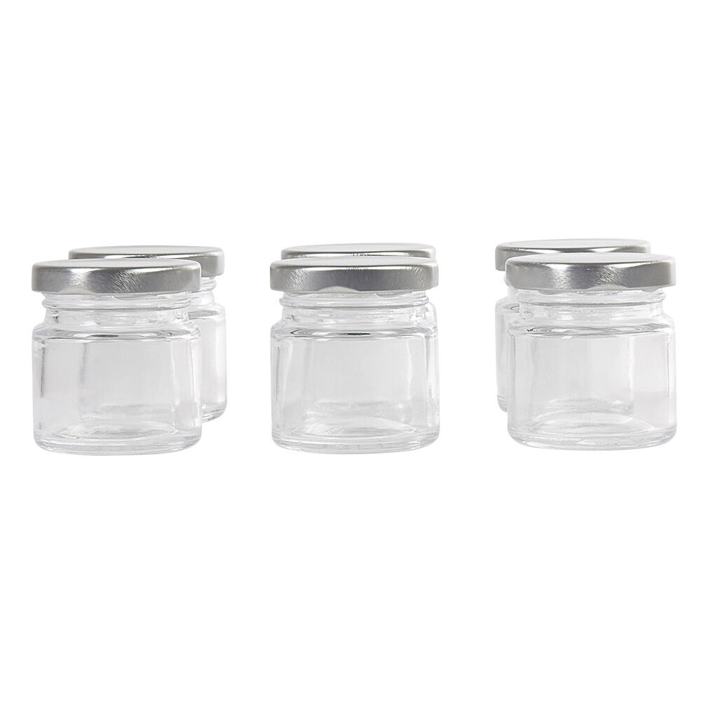 Pot à dragées en verre avec bouchon métal x6