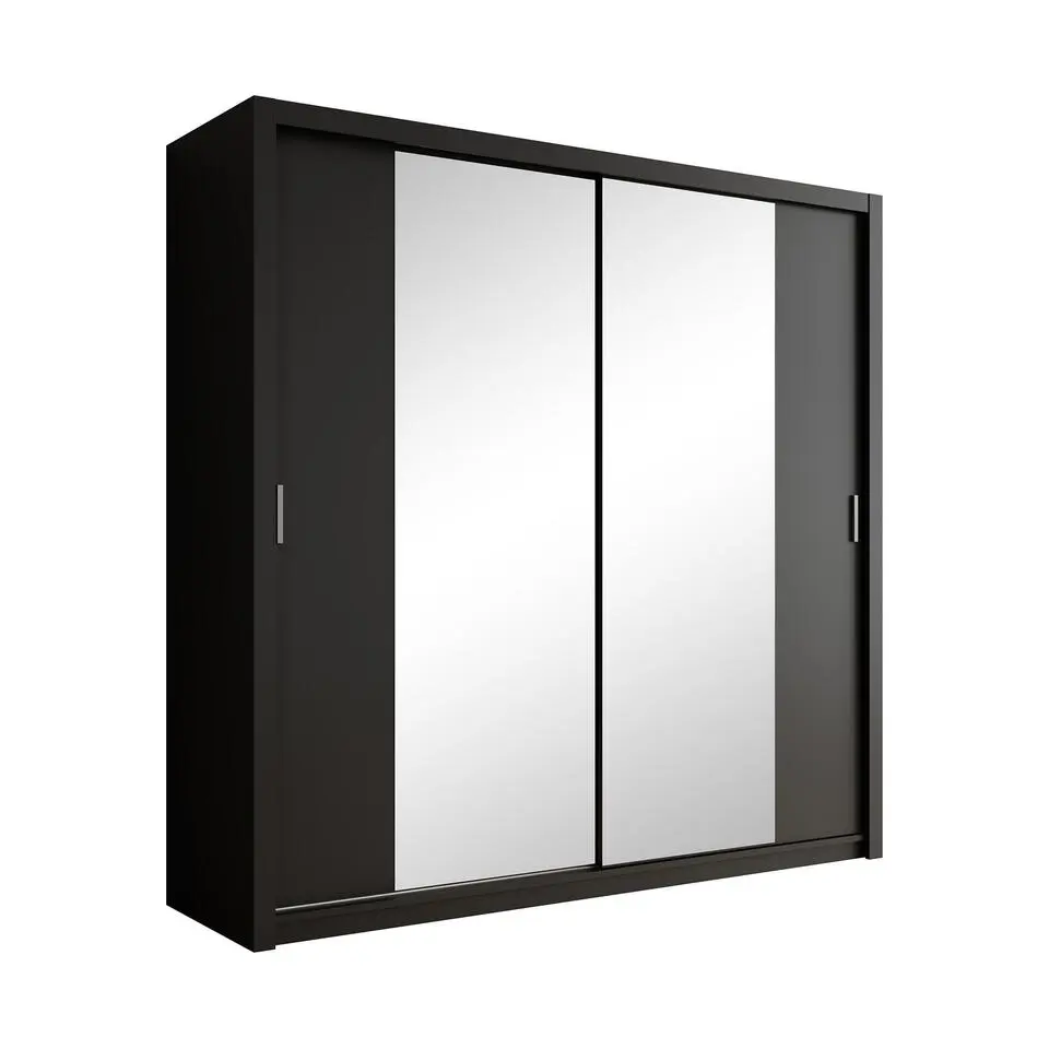 Meubella - Kledingkast Blake - Mat Zwart - 220 cm - Met spiegel