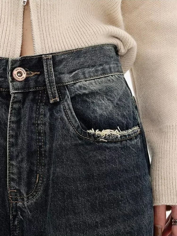 Jerolenea - Lage taille losse rechte jeans