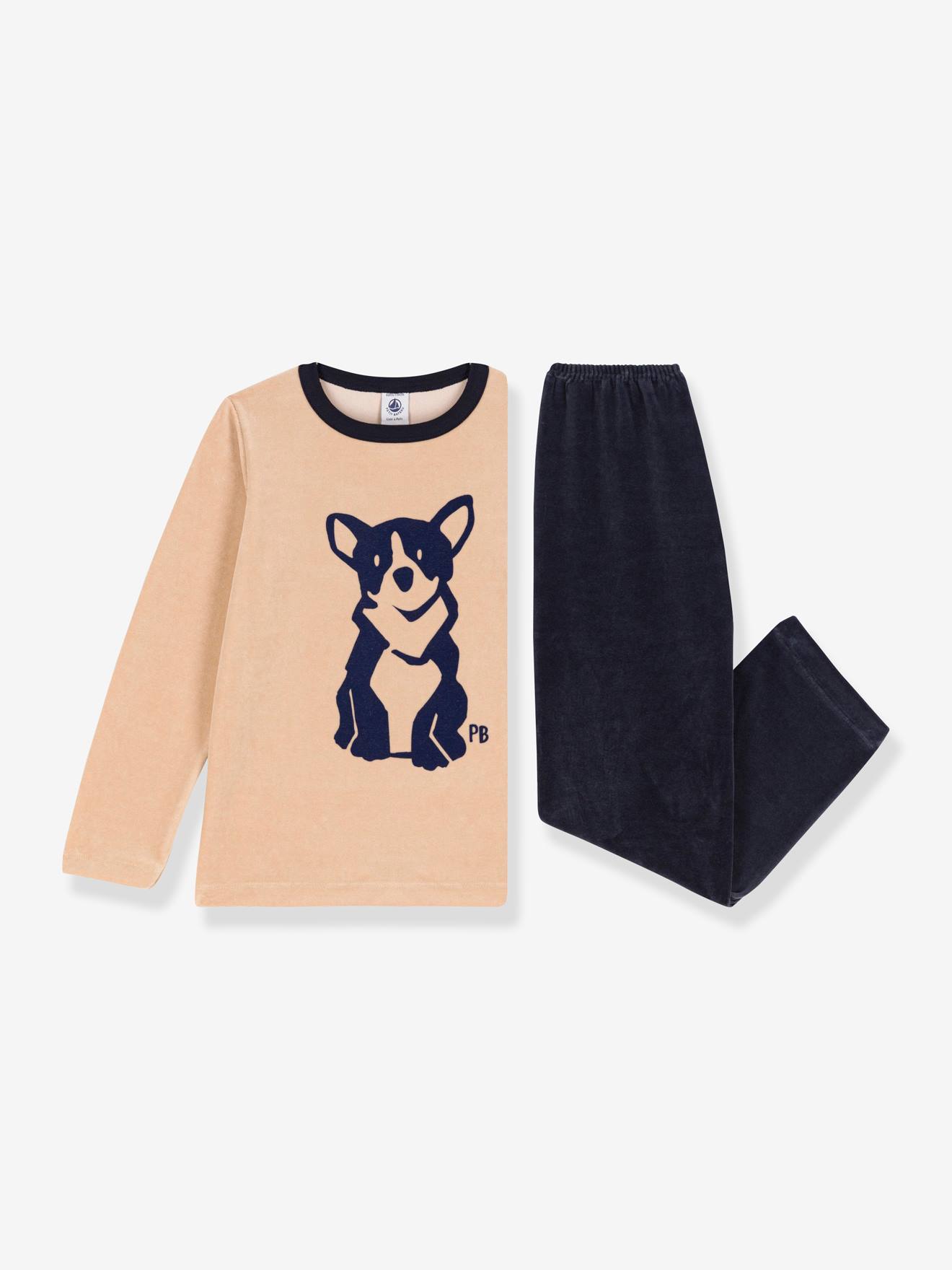 Pijama infantil de veludo PETIT BATEAU bege