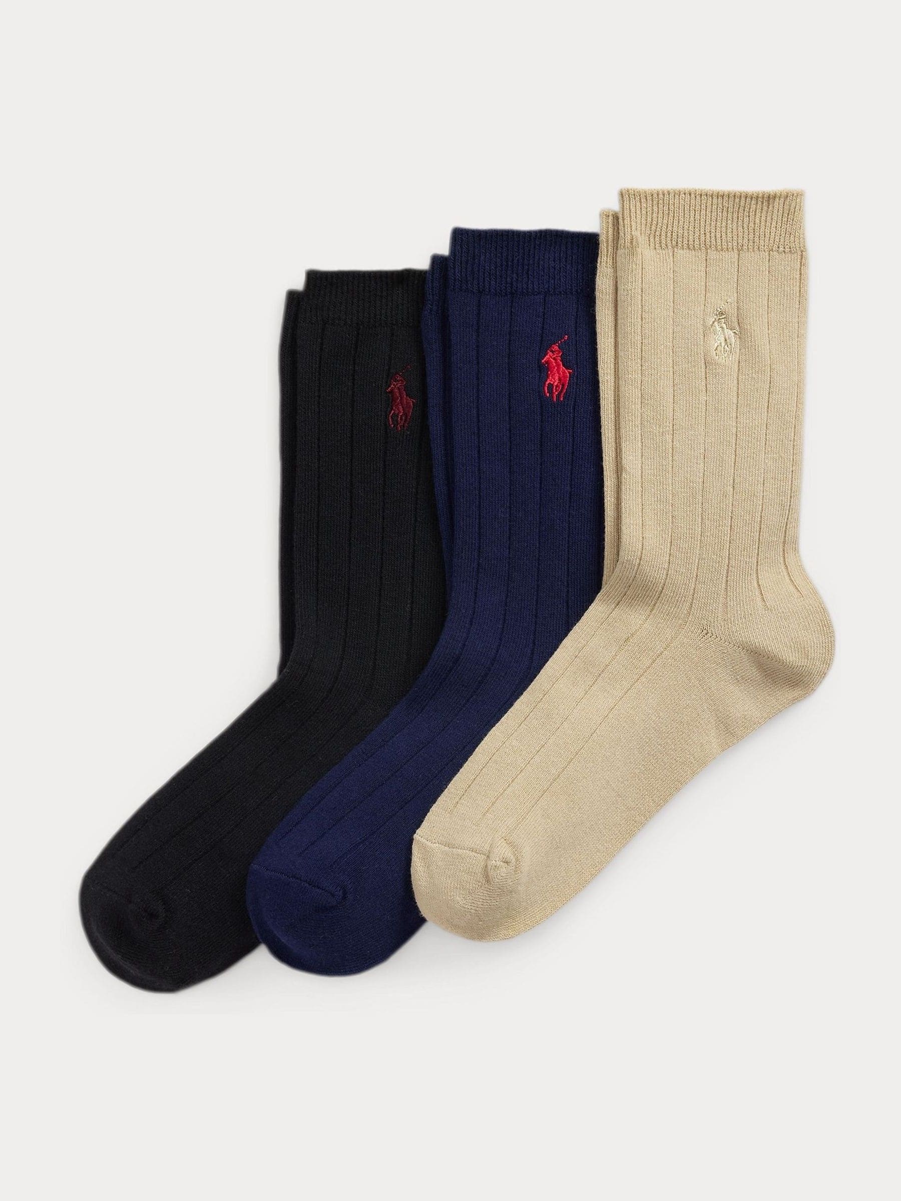 Polo Ralph Lauren Kids Ribbed Crew Socks 3 Pack