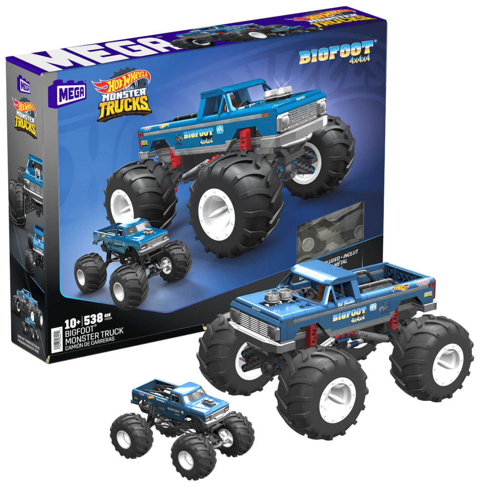 Mattel HHD20 MEGA Hot Wheels Bauset Bigfoot Monster Truck mit 538 Teilen für Erwachsene