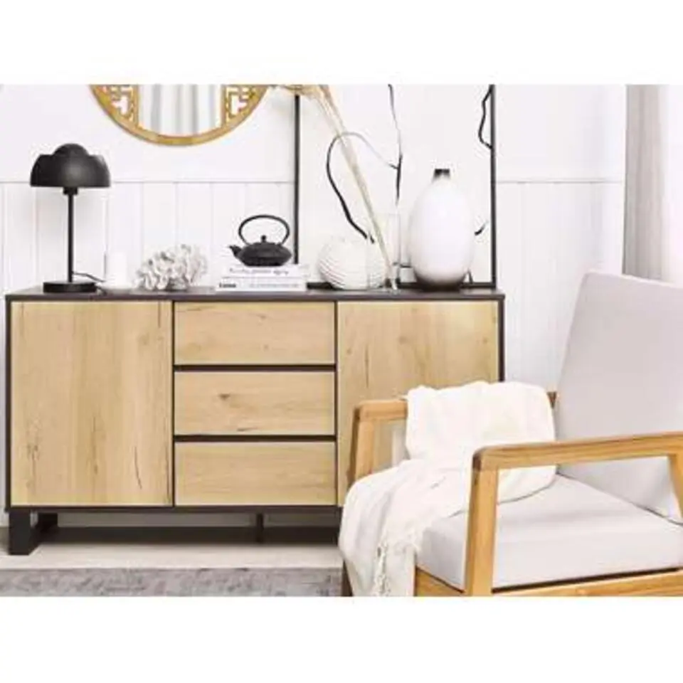 ELDA - Sideboard - Lichte houtkleur/Donkerbruin - MDF