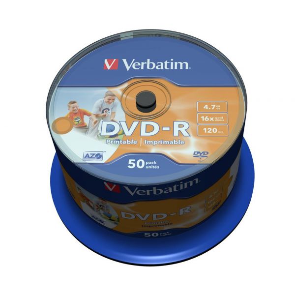 Verbatim DVD-R 4.7GB 16x Wide Printable Cake 50