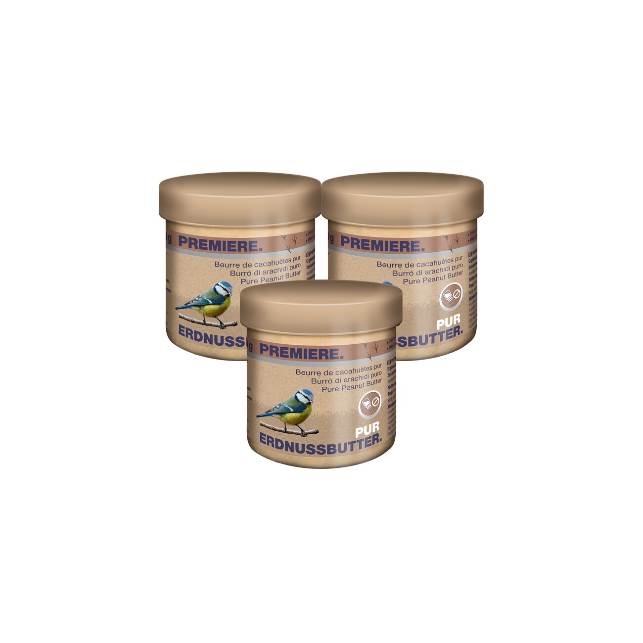 PREMIERE Erdnussbutter Pur 3x250 g