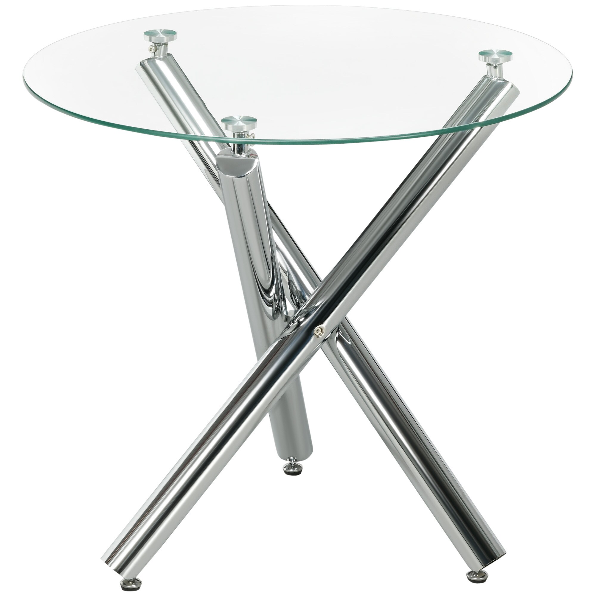 HOMCOM Esstisch mit verstellbaren Füße und Glasplatte transparent 80L x 80B x 74H cm