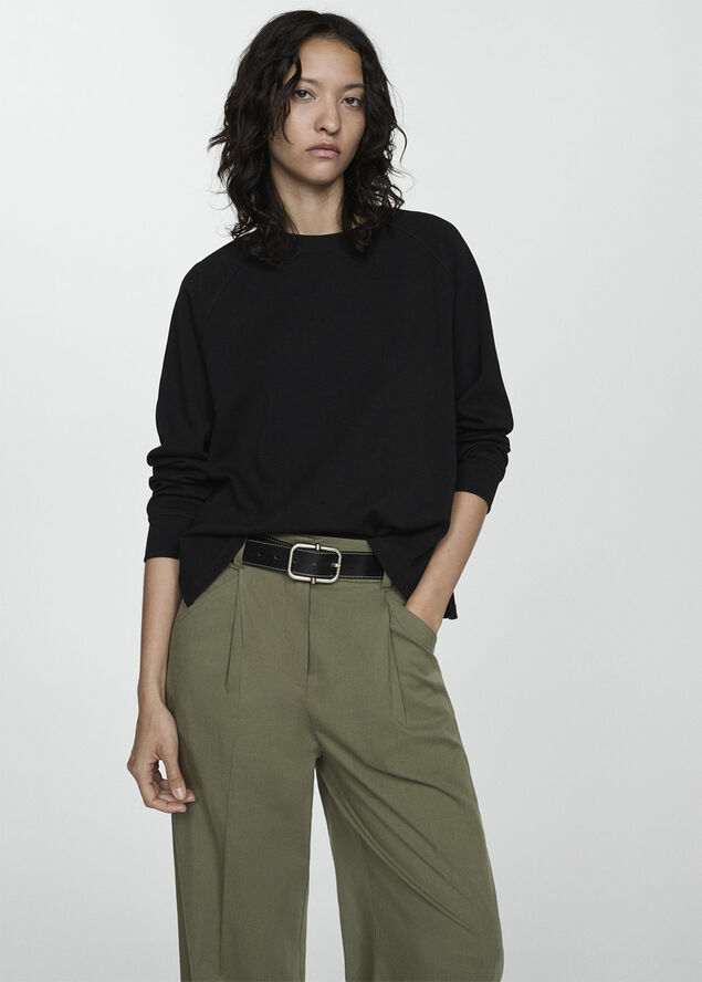 MANGO Decorative stitching sweatshirt Black