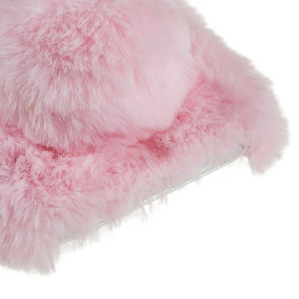iPhone 14 3D Gummi Plüsch Case Hülle Bunny mit Flauschigen Hasenohren - Rosa