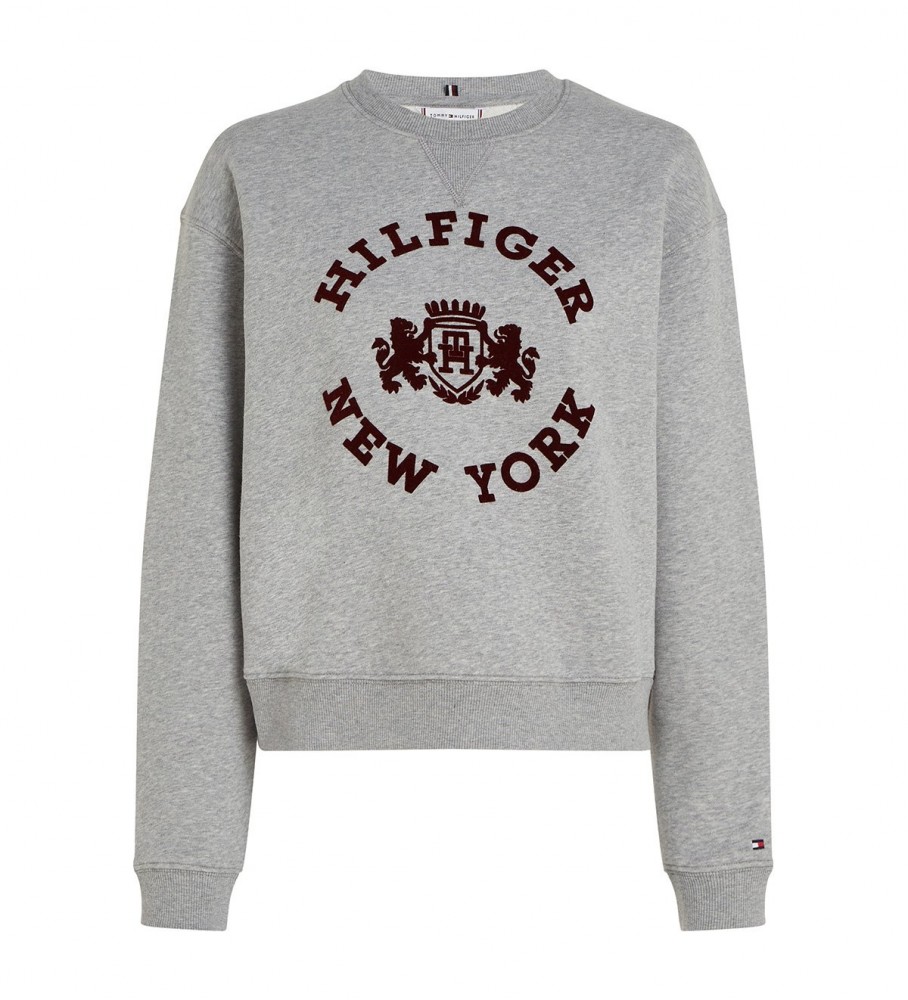 Moletom Tommy Hilfiger Velvet Logo na cor cinza
