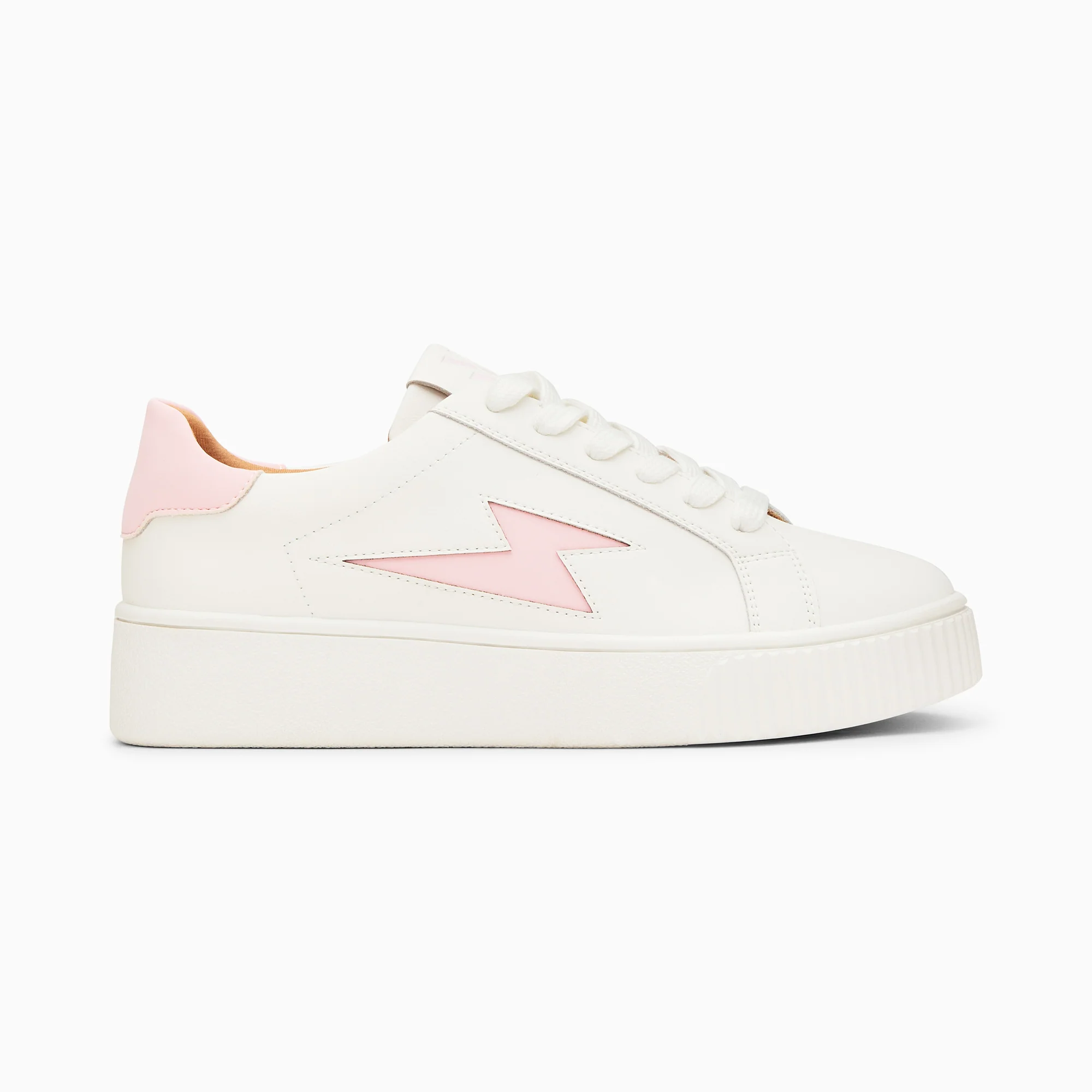 Sneakers-Baskets éclair Angie blanc et rose à lacets
