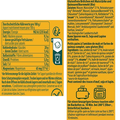 Alnavit BIO Chia-Quinoa Brötchen glutenfrei