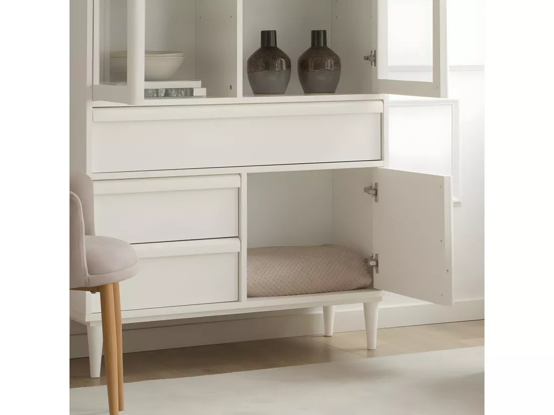 Vitrine effet bois blanc 100x182