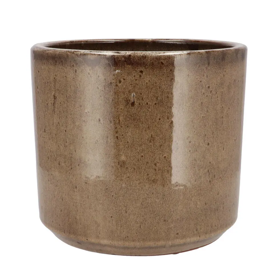 DK Design Bloempot Brown Glaze - taupe - D21 x H24 cm - glanzend