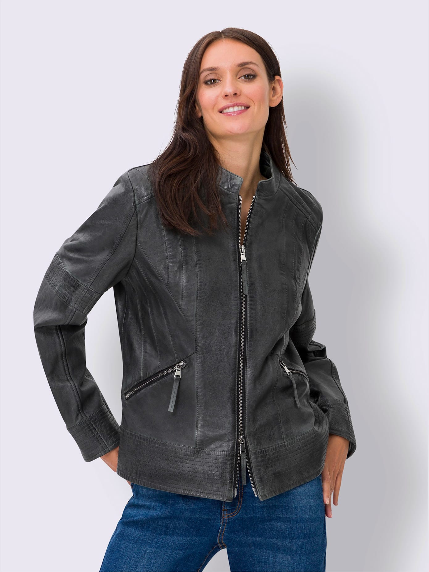 Veste en cuir pur cuir d'agneau nappa