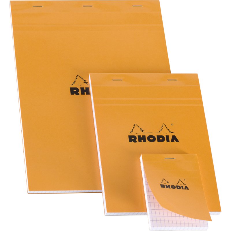 Bloc de bureau Rhodia 21 x 29,7 agrafé orange n°18 - 5 x 5 - 80 feuilles