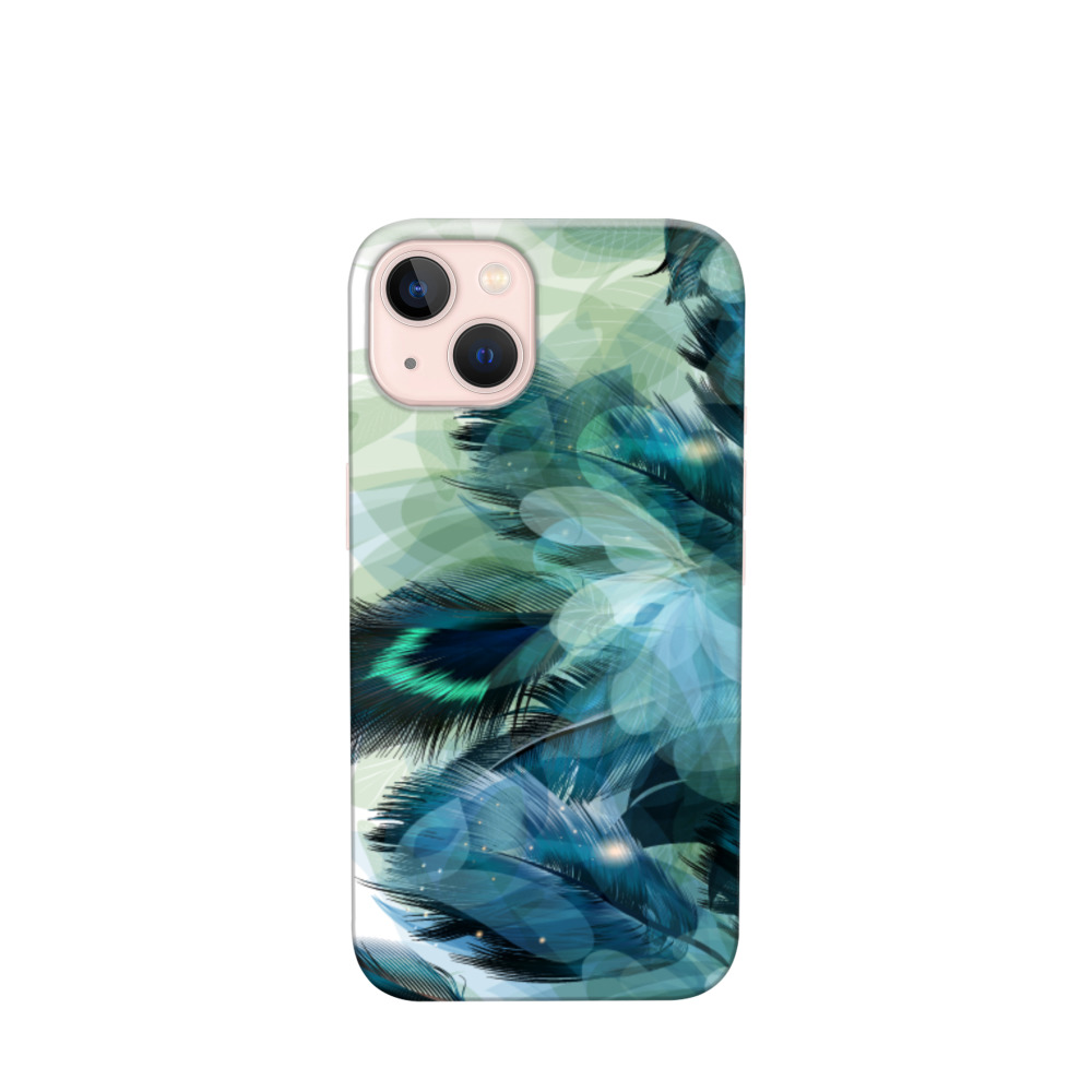 iPhone 13 Kunststoff Hülle Pfauenhauch - Grün