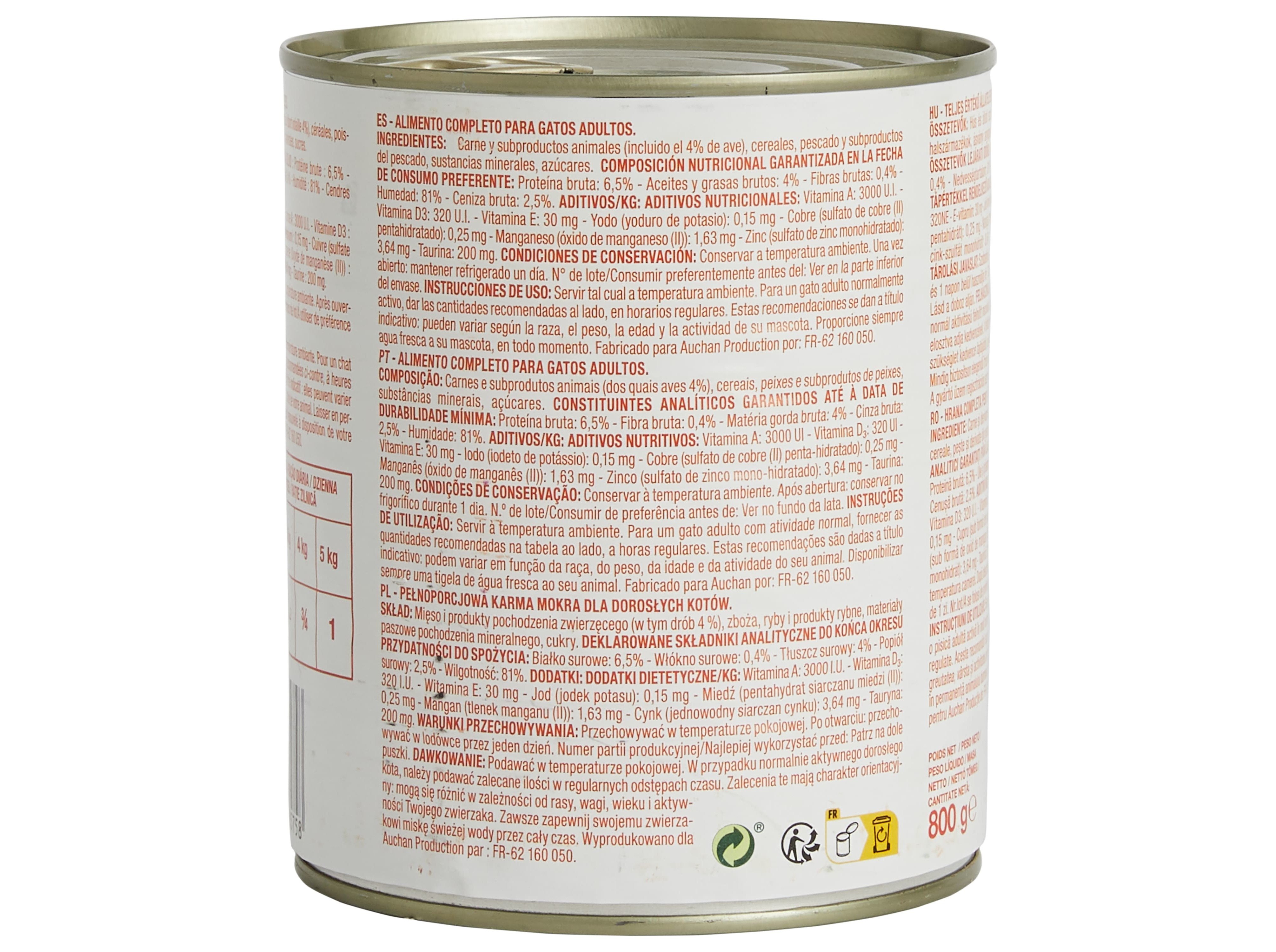 COMIDA HÚMIDA PARA GATO POLEGAR PEDAÇOS EM MOLHO COM AVES 800G