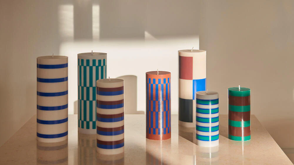 HAY  Column stearinlys, Medium - Off-white/brown/blue
