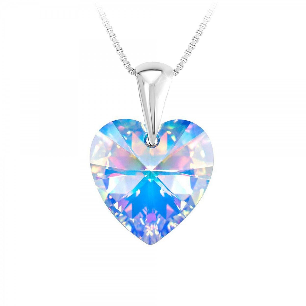 Collier coeur en Argent rhodié 925 SC Crystal orné de Cristaux scintillants