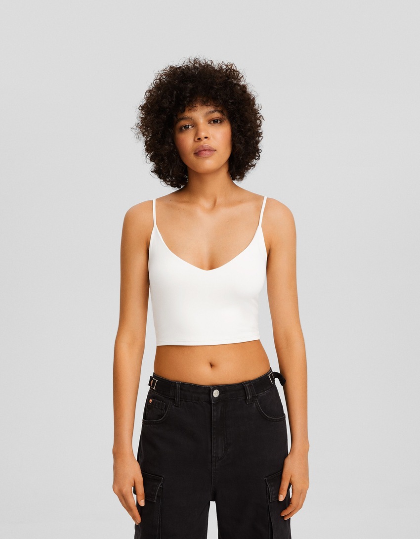 Top cropped de alças finas