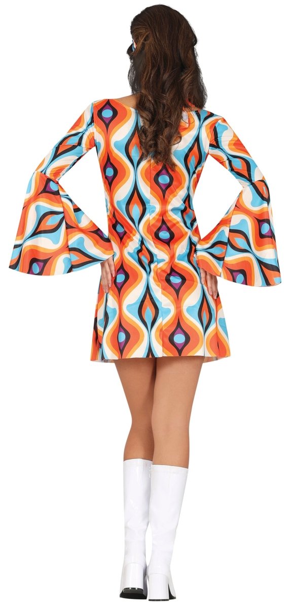 Hippie 60S Kostuum Blauw Oranje Dames