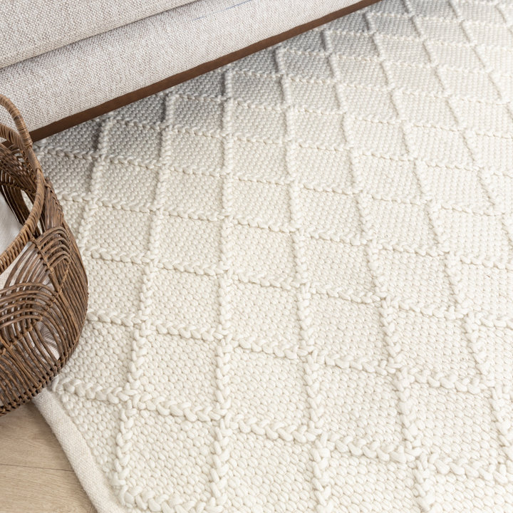 Wol gevlochten vloerkleed - Knit Creme | Top kwaliteit