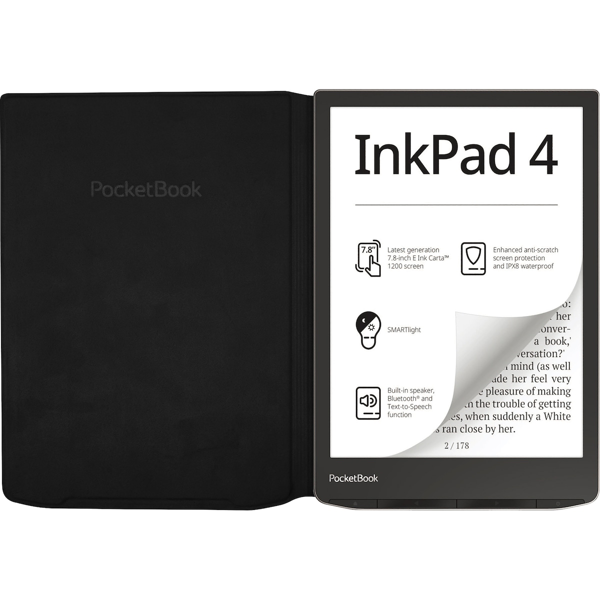 PocketBook InkPad 4/InkPad Color 2 Flip deksel (sort)