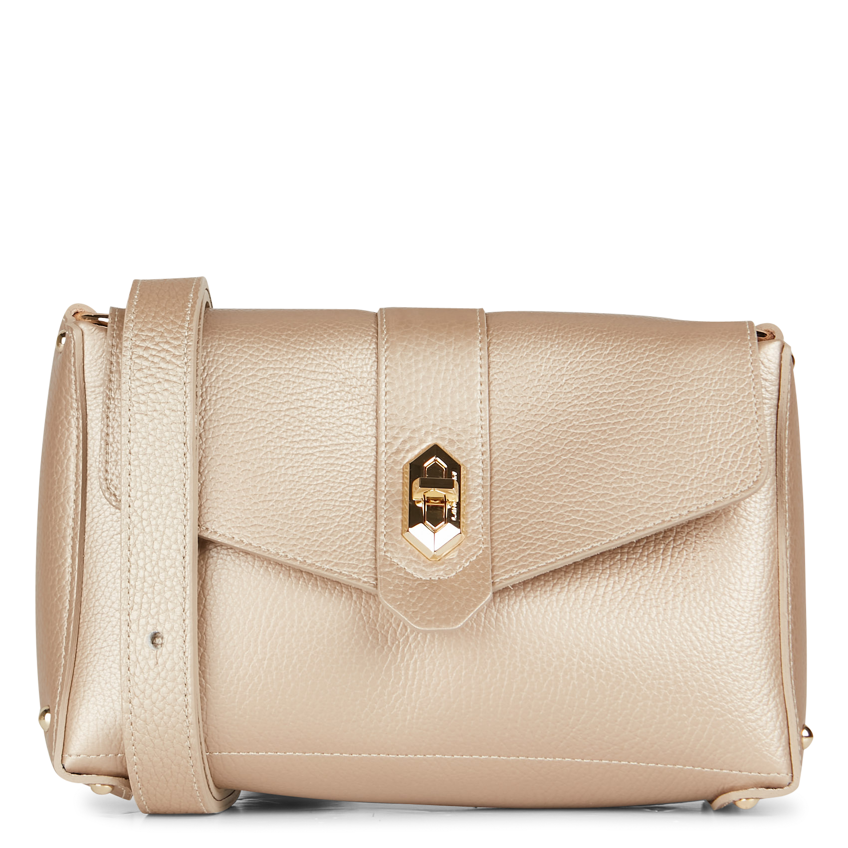 Sac bandoulière en cuir| Doré