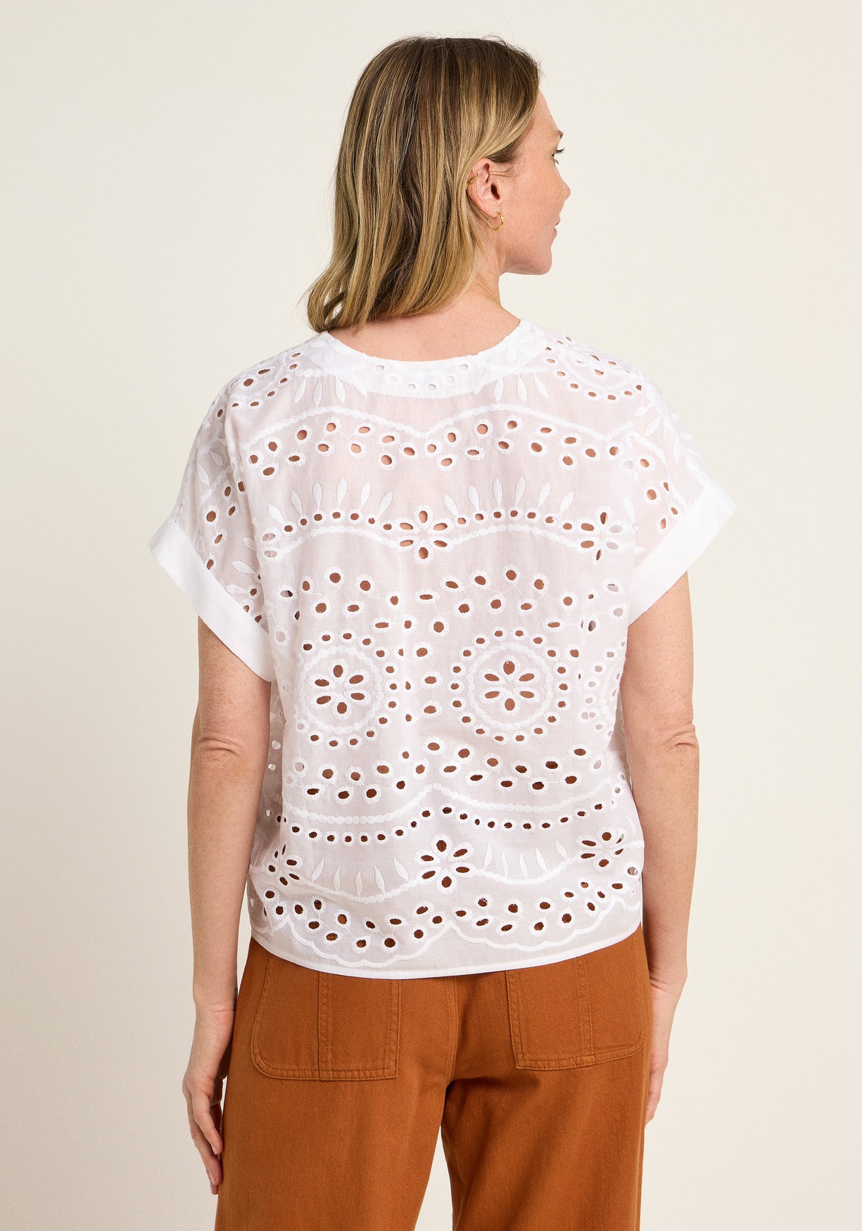 Lanius Blusenshirt mit Stickerei Off White/Anglaise
