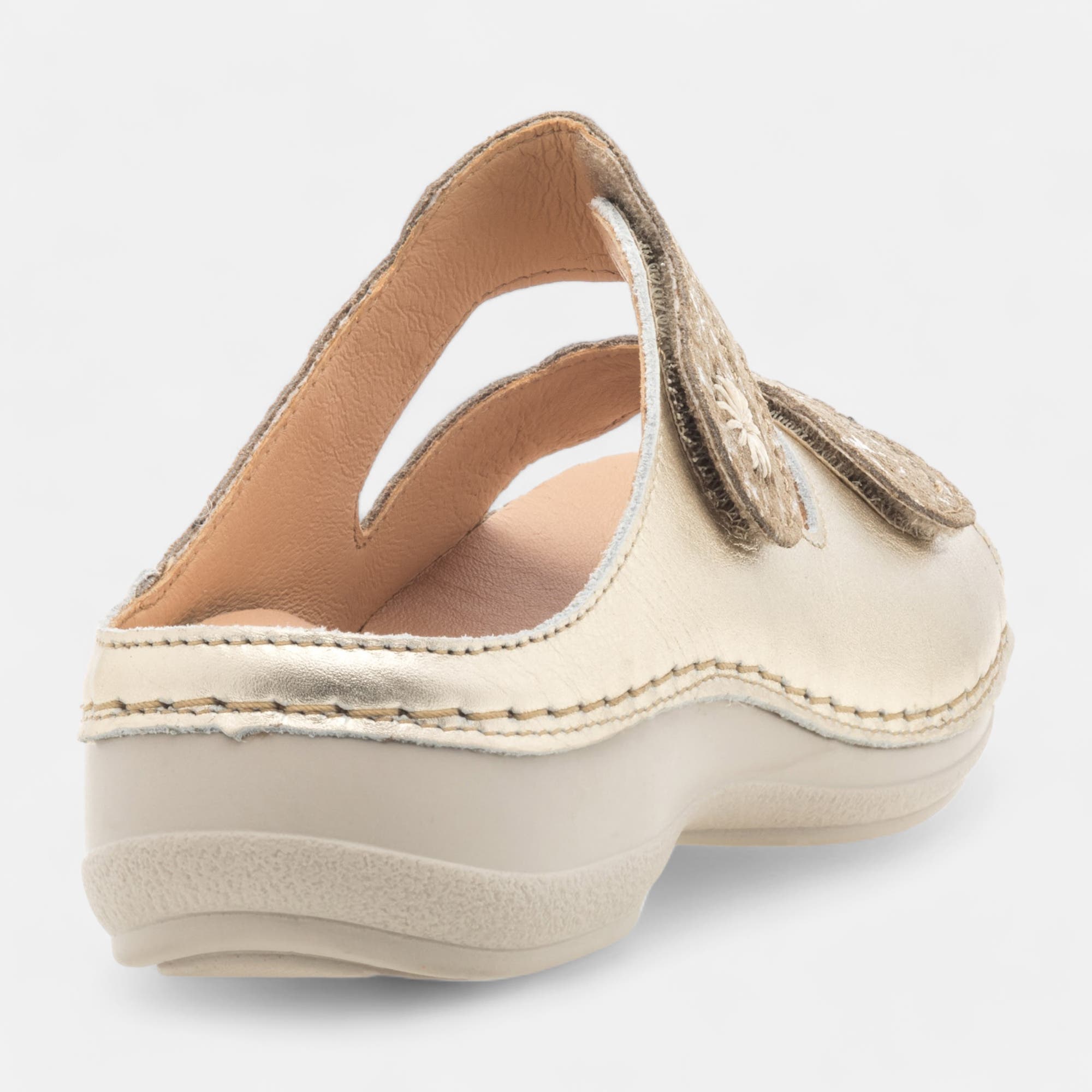 Nu-pieds confort Femme en cuir or