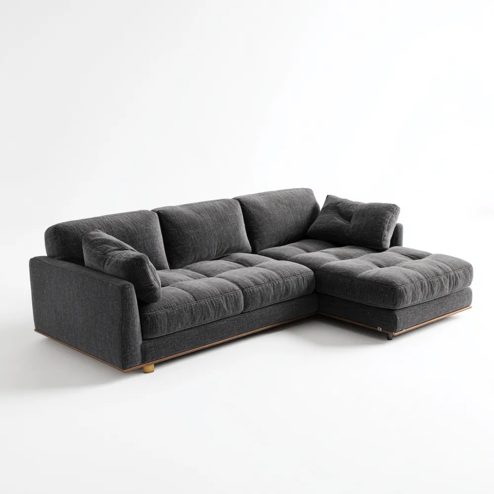 Ecksofa Stoff 290x160x85 cm – Dunkelgrau – Modernes Design