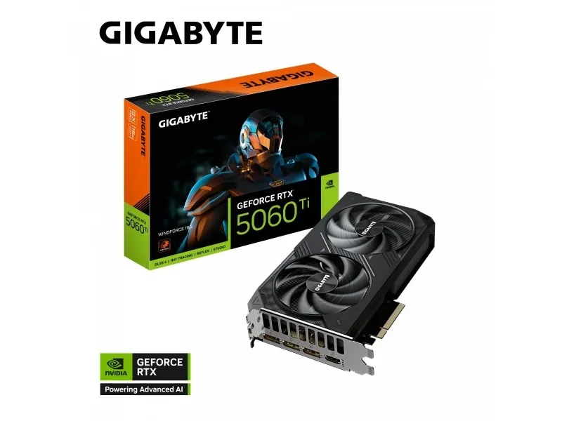 Gigabyte GeForce RTX 5060 Ti WINDFORCE 16G - Grafikkort - GeForce RTX 5060 Ti - 16 GB GDDR7 - PCI Express 5.0 - 3 x DisplayPort, HDMI