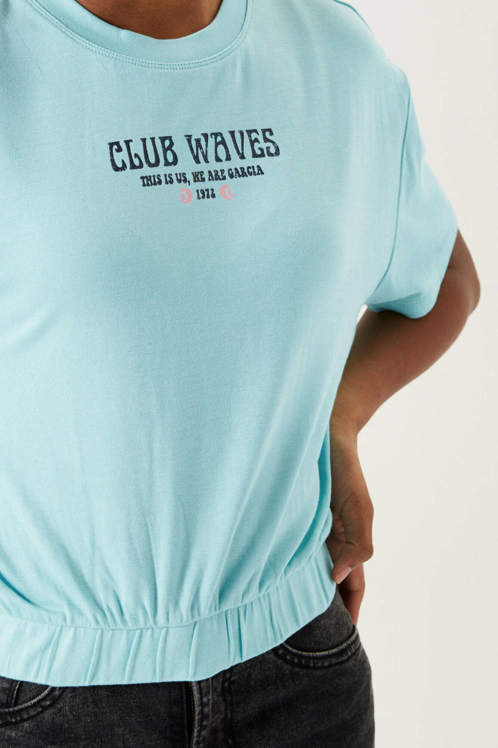 Garcia T-shirt met tekst blauw