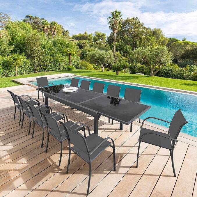Table de jardin extensible PIAZZA Graphite